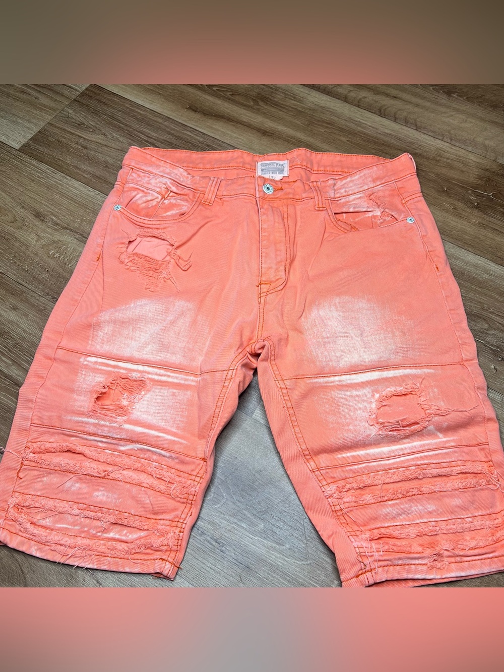 Men’s Smoke Rise Jean Shorts 38 Distressed Moto Street Denim